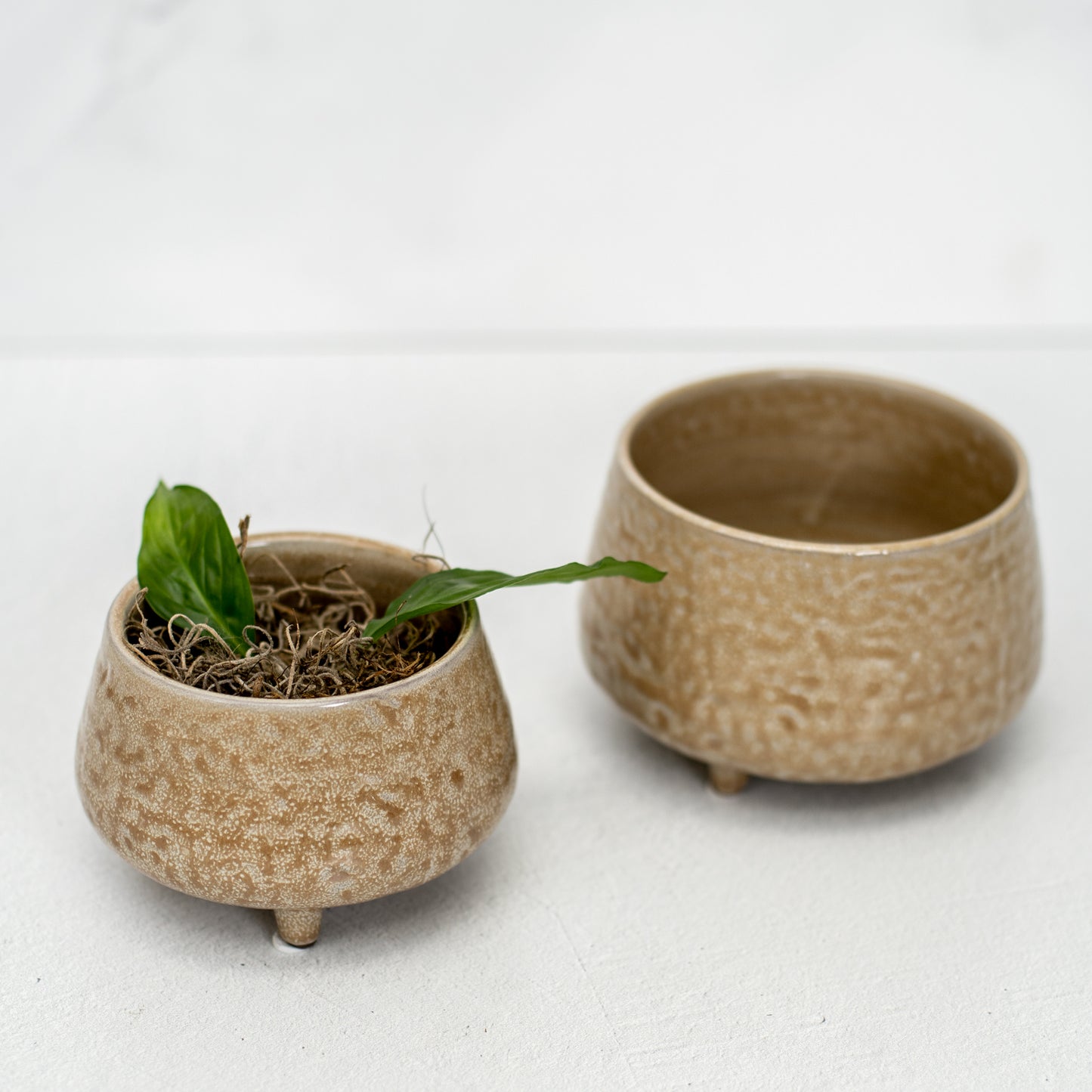 Glazed Stoneware Footed Planters