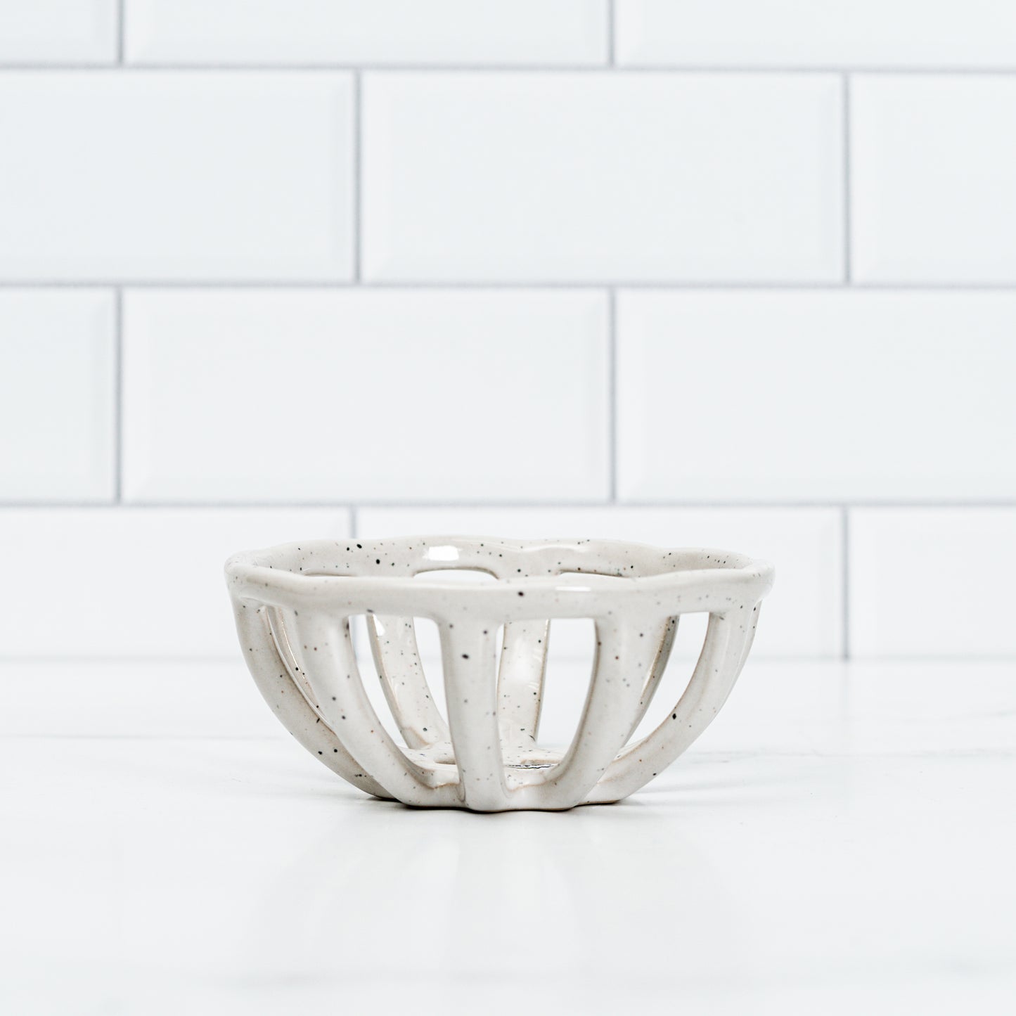 Glazed Stoneware Basket Bowl