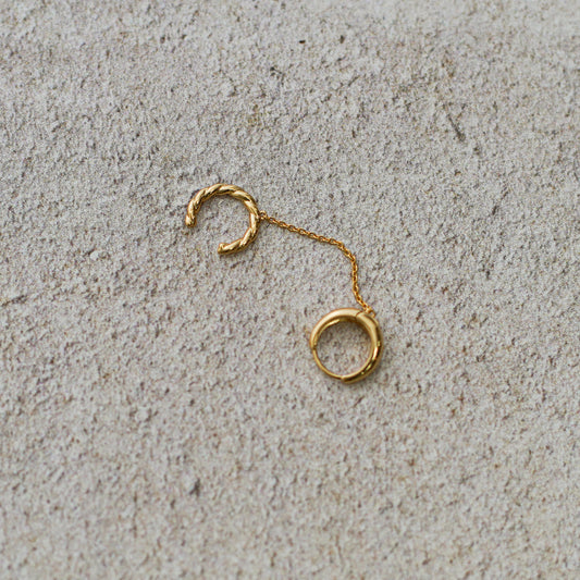 Gold Hoop Earring with Chain Ear Cuff