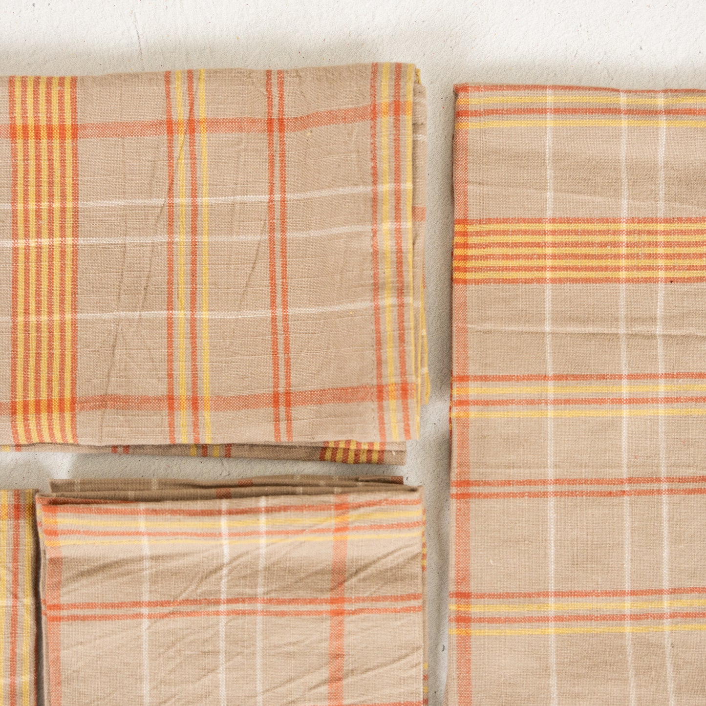 Gray & Orange Plaid Napkins - Set of 4