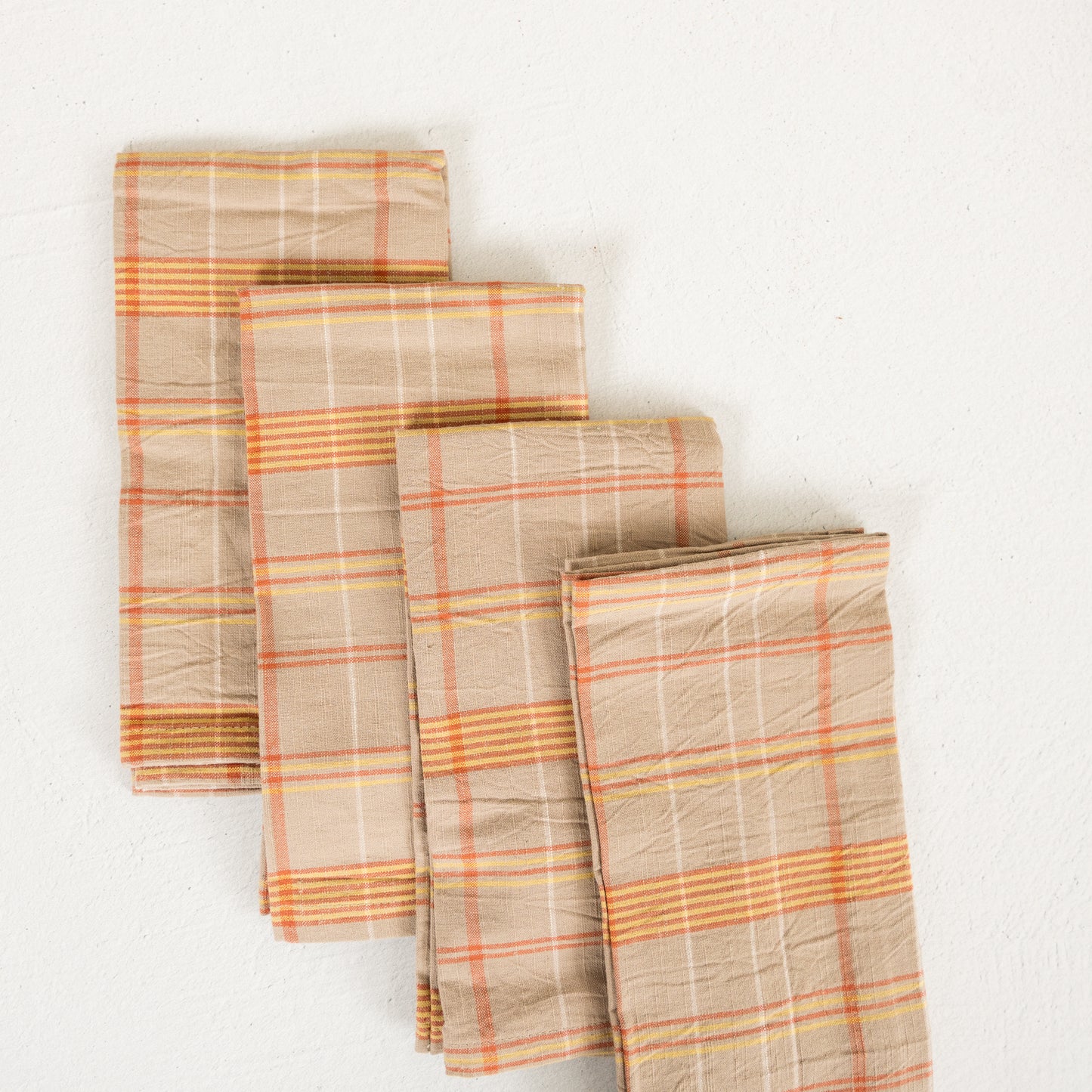 Gray & Orange Plaid Napkins - Set of 4