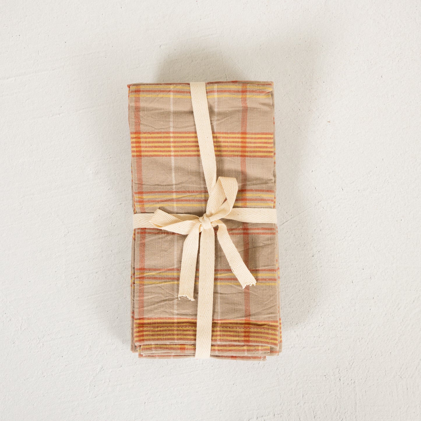 Gray & Orange Plaid Napkins - Set of 4