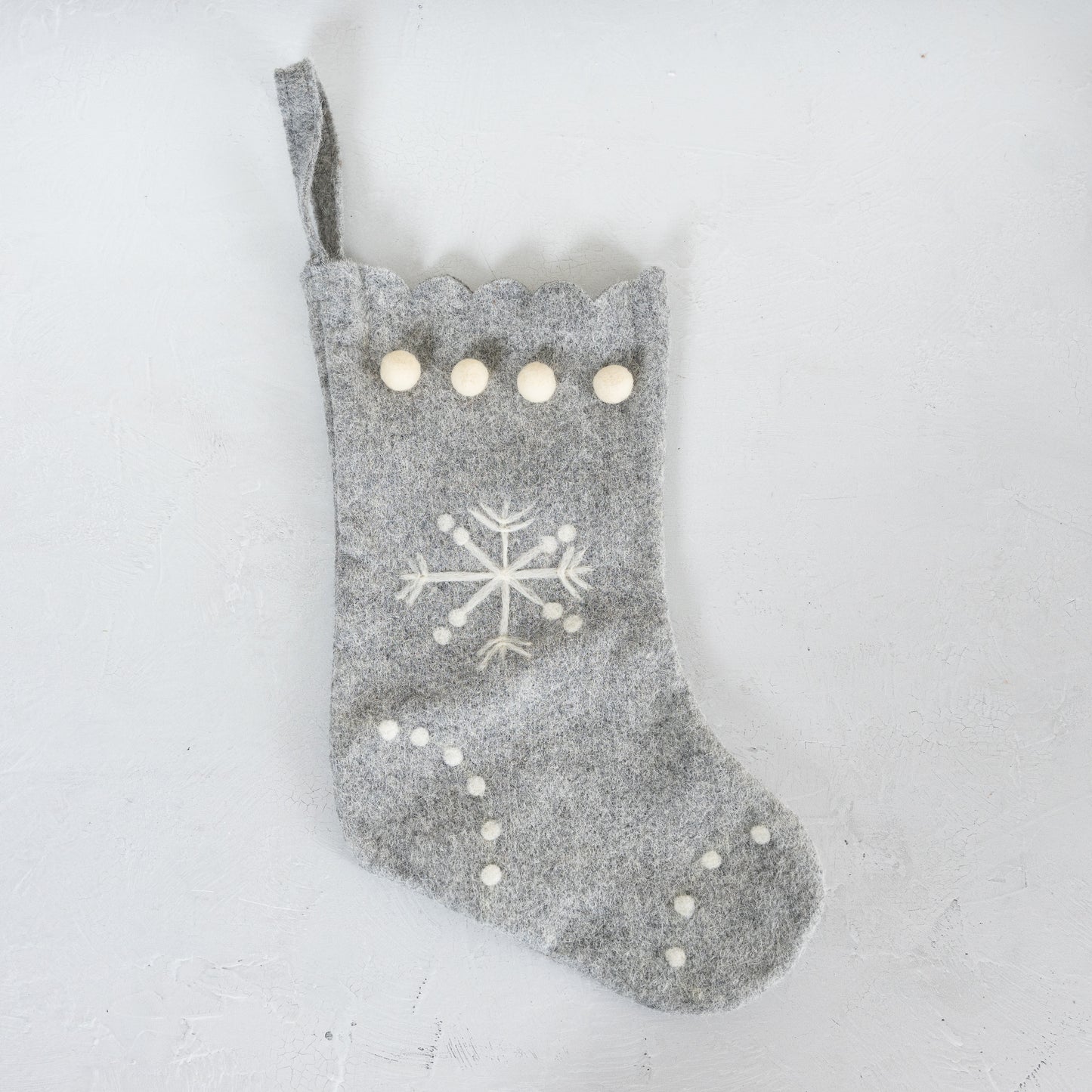 Gray Wool Stocking with Snowflake