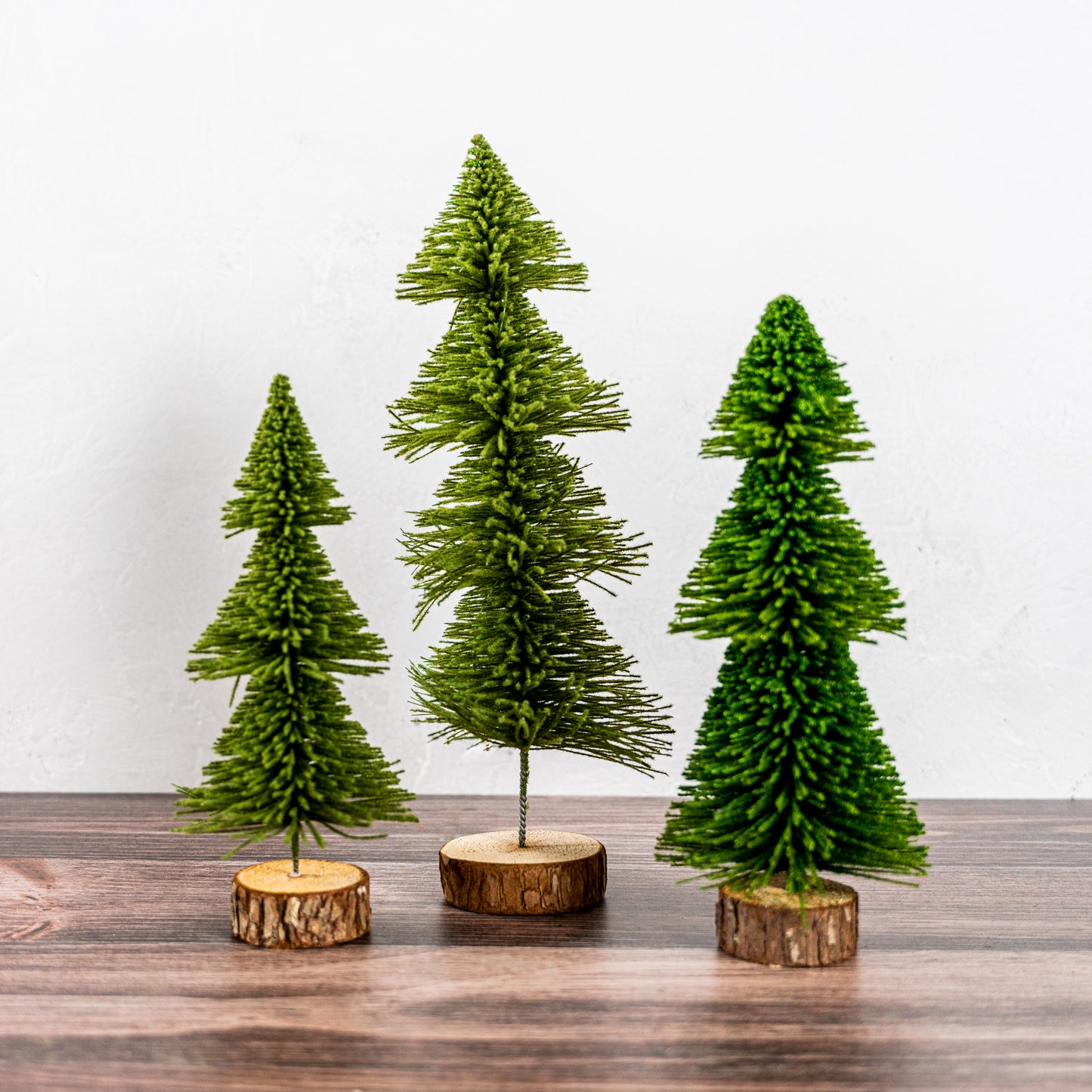 Green Bottle Brush Trees, Three Sizes