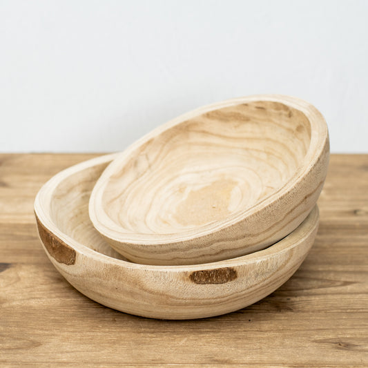 Hand Carved Round Wooden Bowls