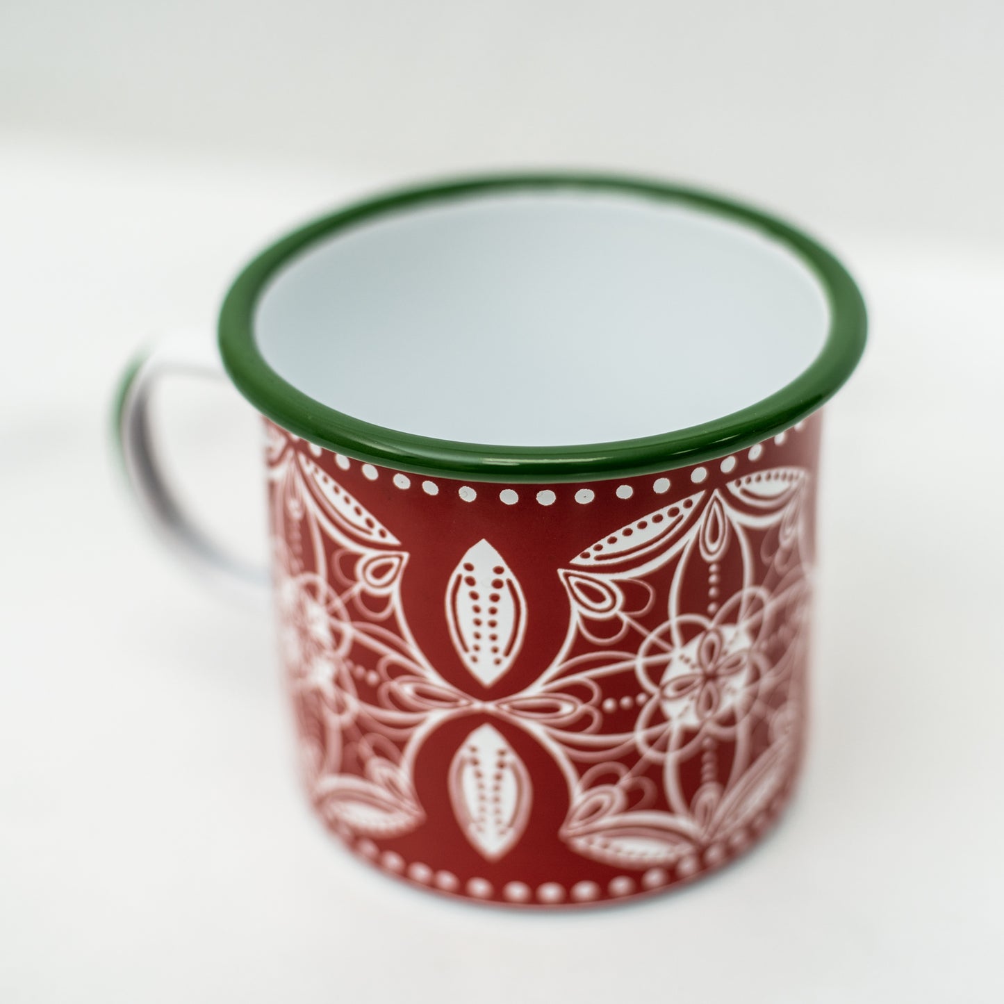 Geometric Enamelware Holiday Mugs