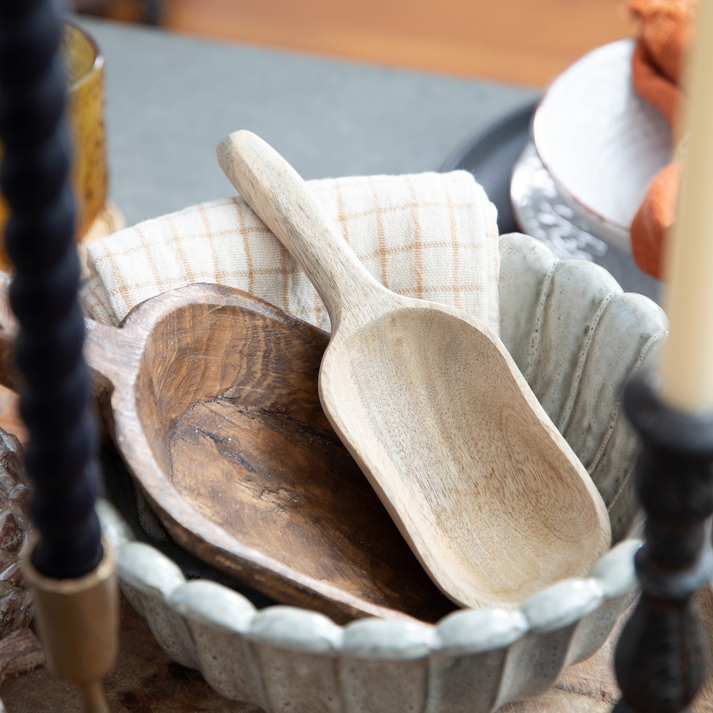 Carved Mango Wood Scoop