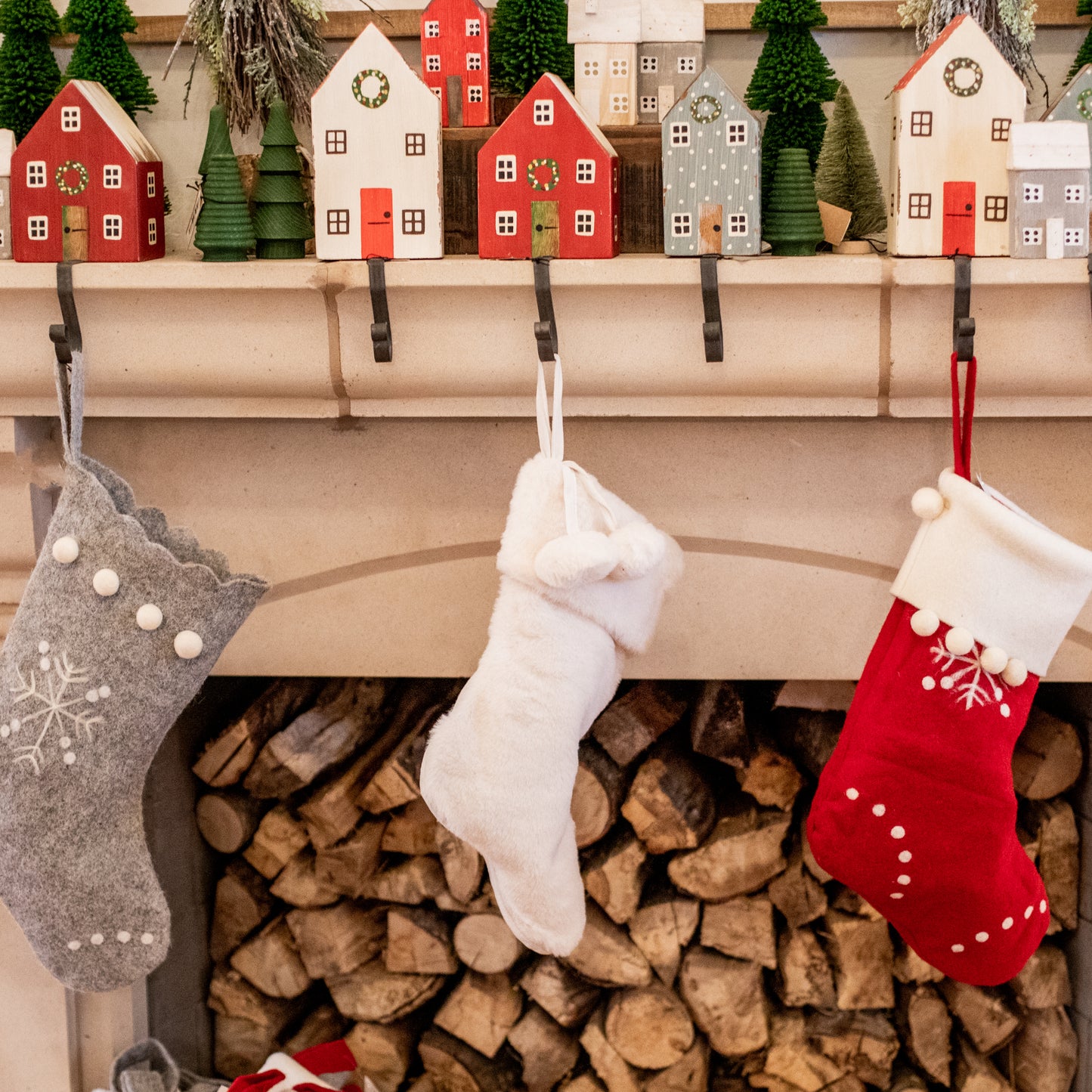 Gray Wool Stocking with Snowflake