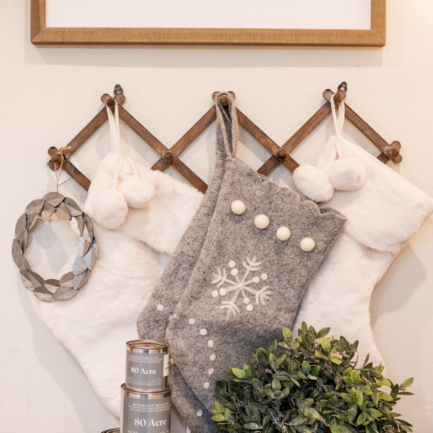 Gray Wool Stocking with Snowflake
