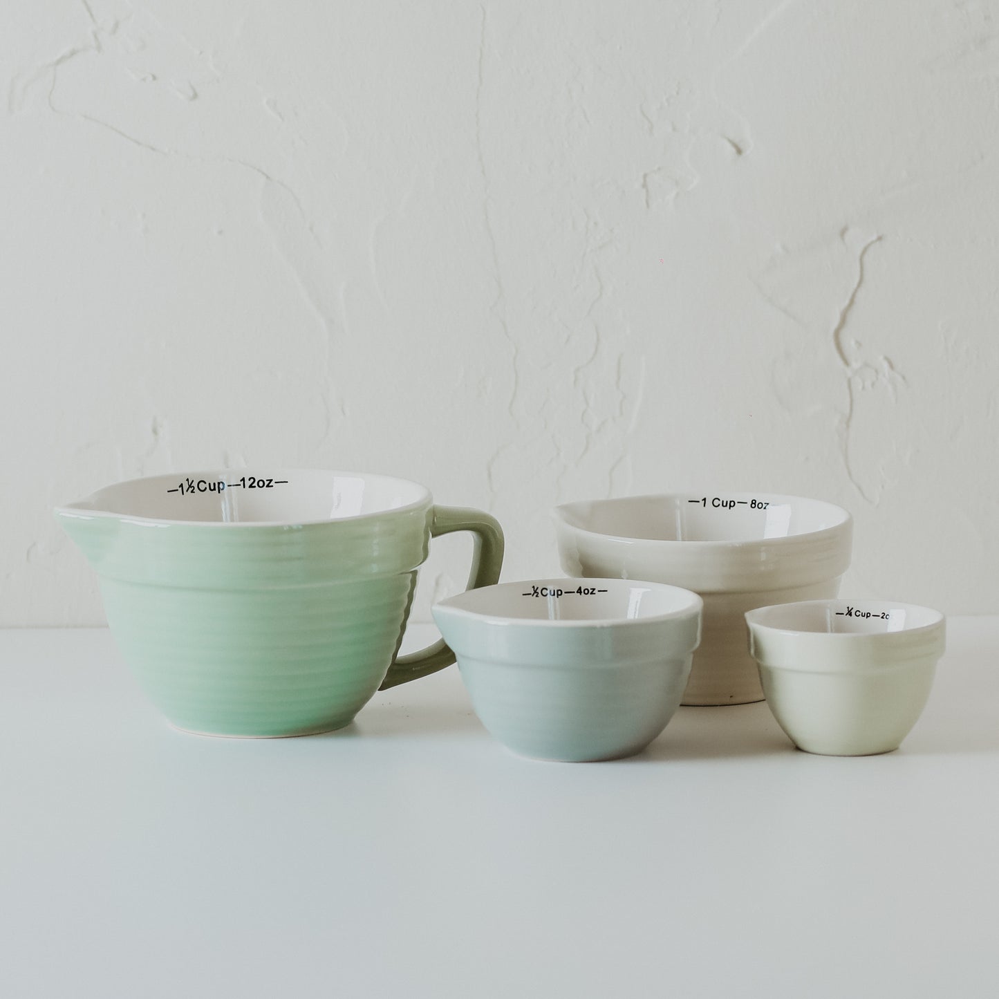 Stoneware Batter Bowl Measuring Cups, Set of 4