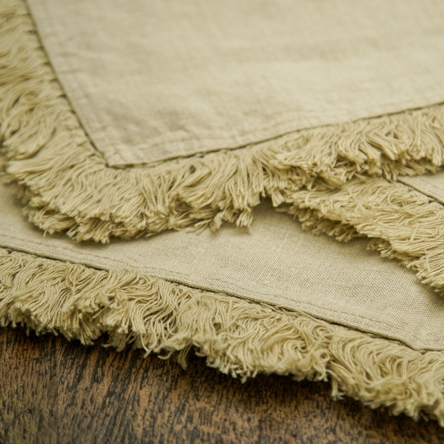 Natural Linen Runner with Fringe