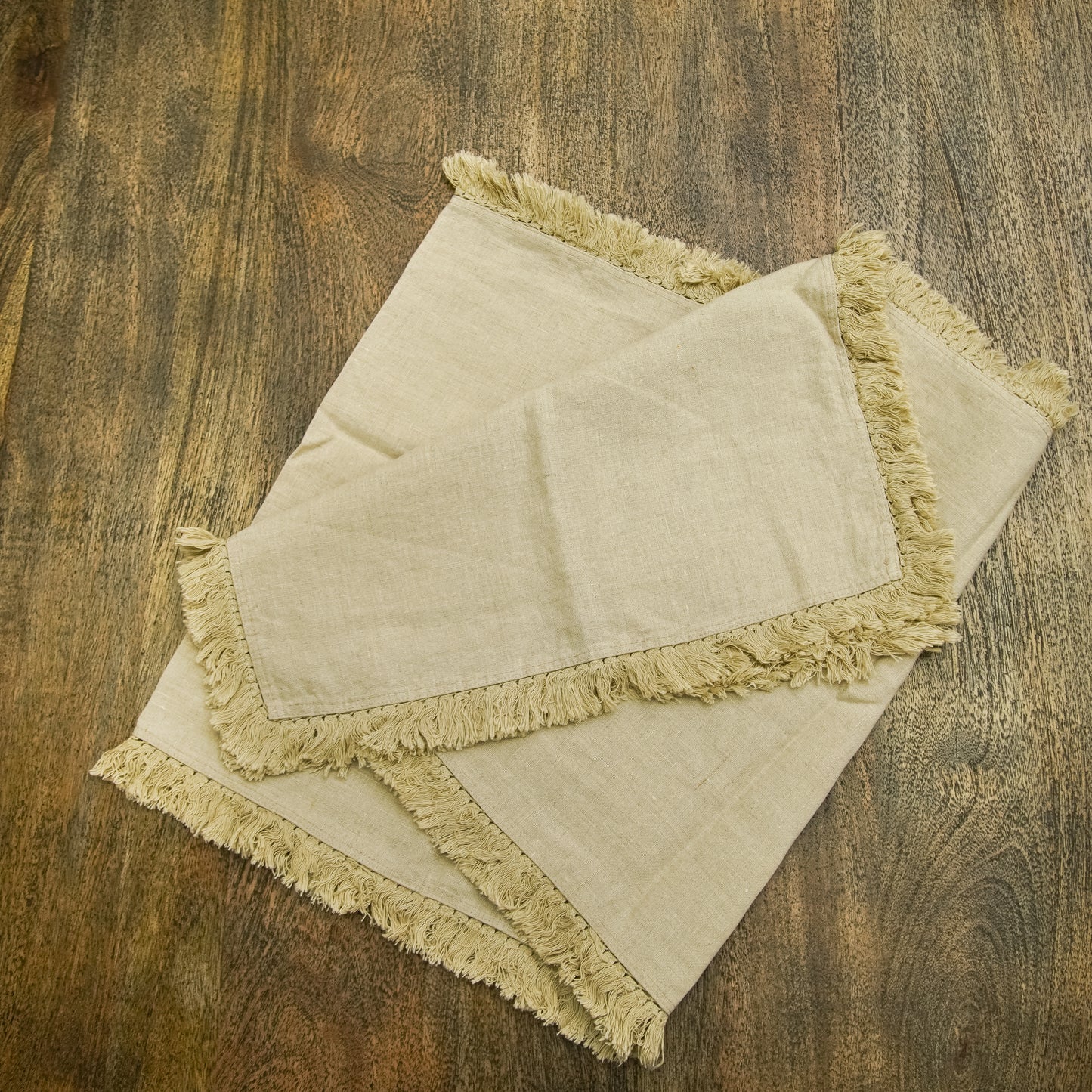 Natural Linen Runner with Fringe