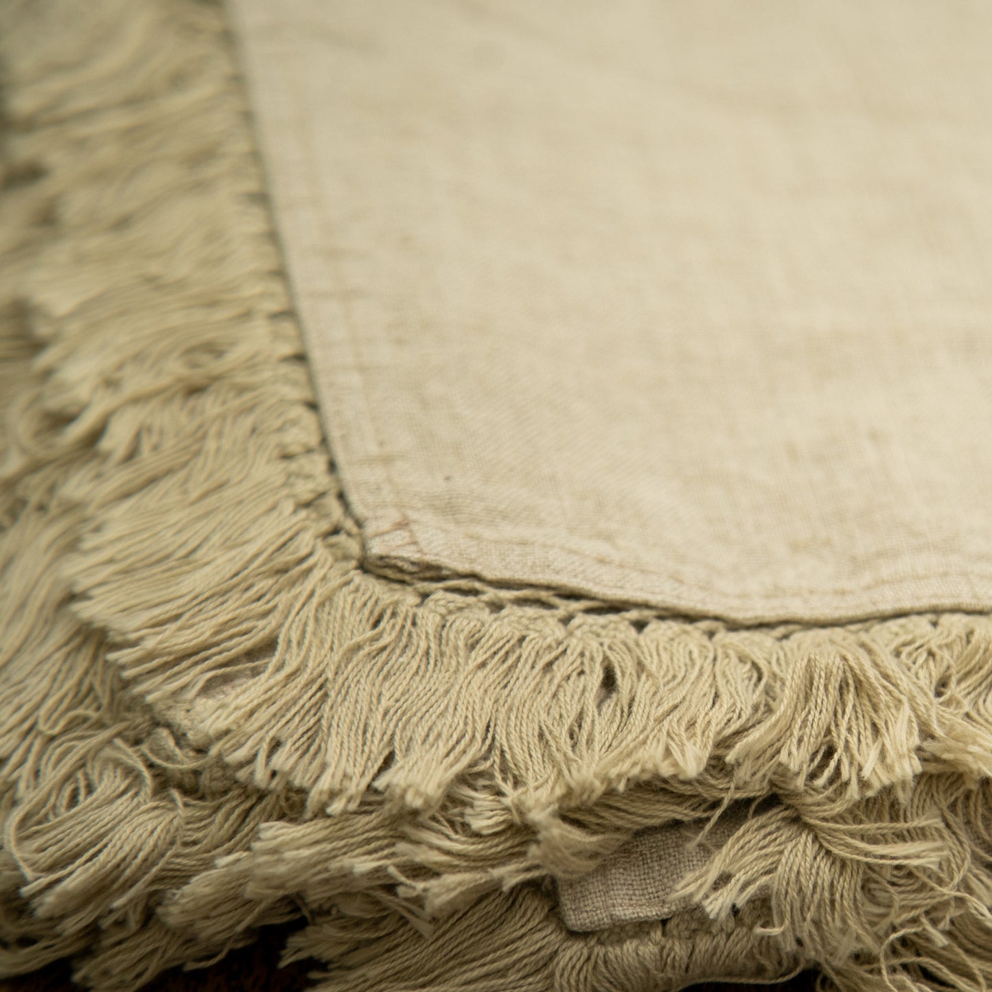 Natural Linen Runner with Fringe
