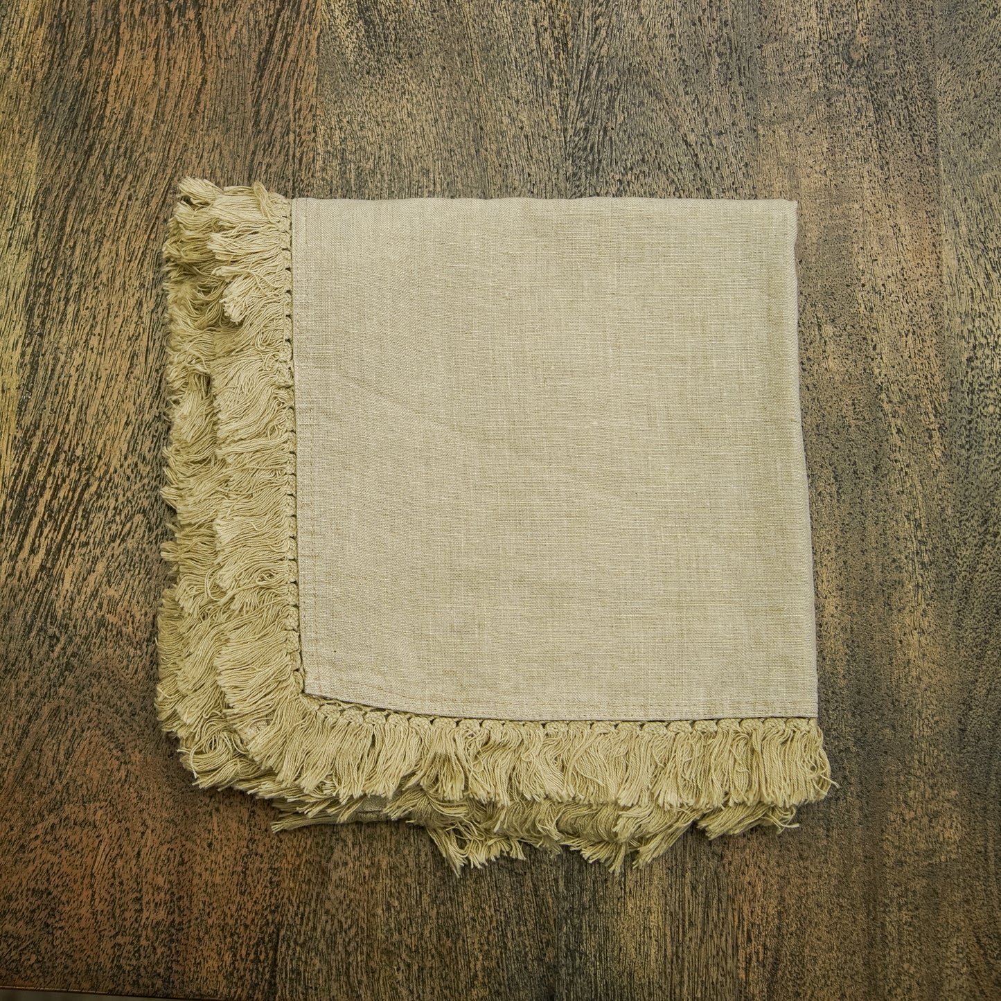 Natural Linen Runner with Fringe