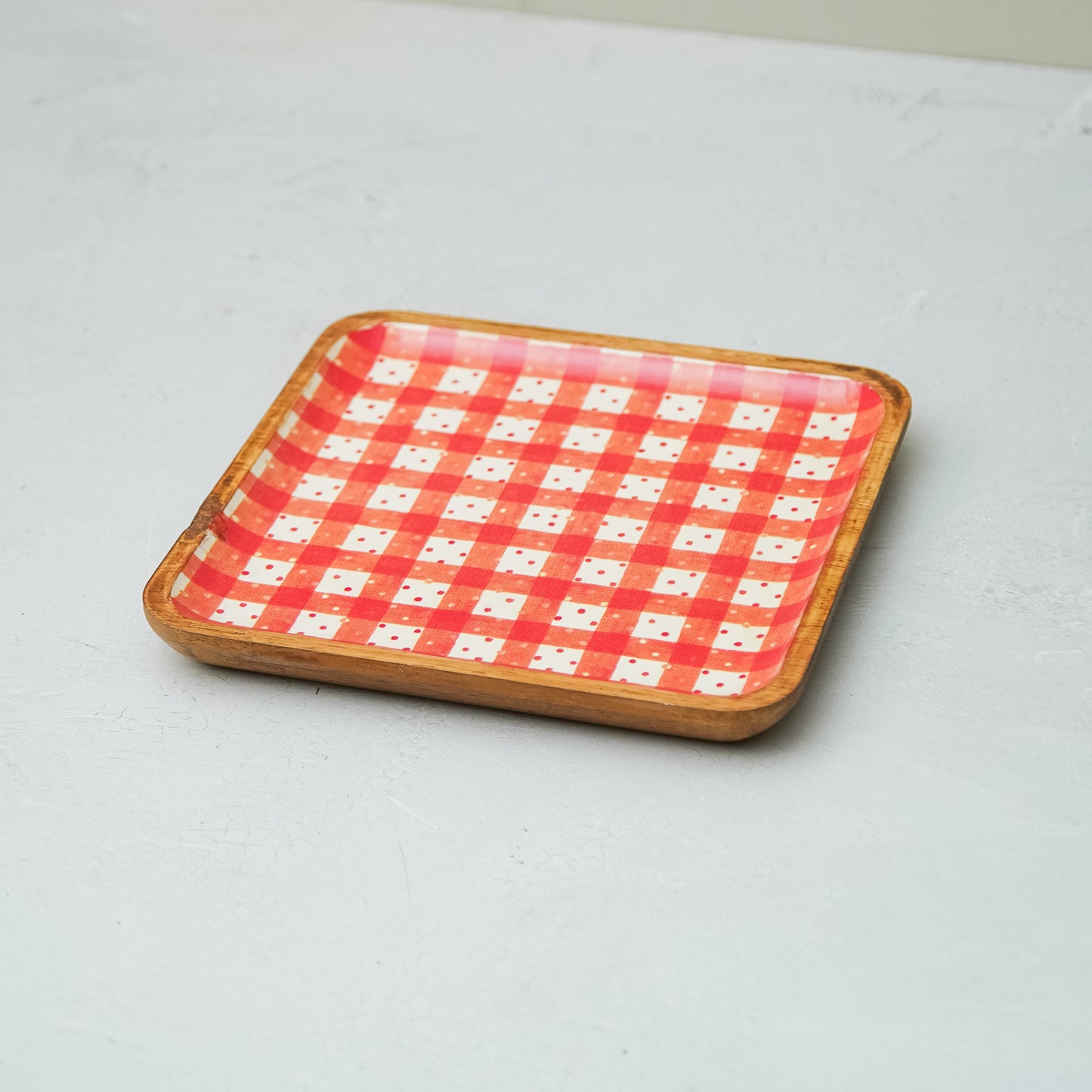 Red Buffalo Plaid Mango Wood Square Tray