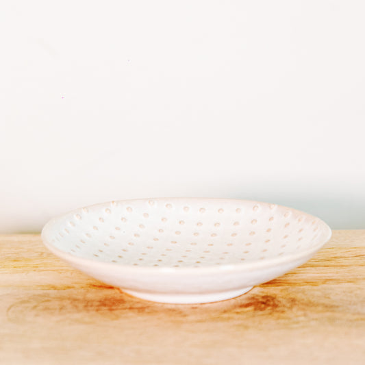 Hobnail Embossed Round Stoneware Plate