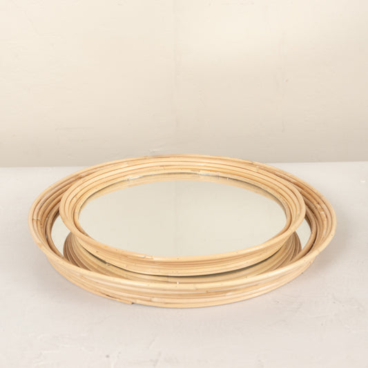 Round Rattan Mirror Tray, 2 Sizes