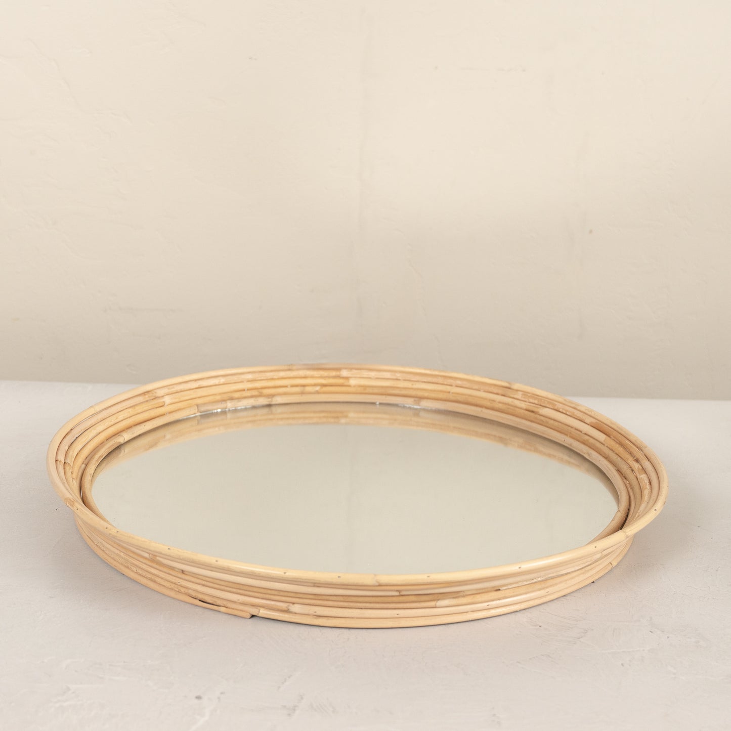 Round Rattan Mirror Tray, 2 Sizes