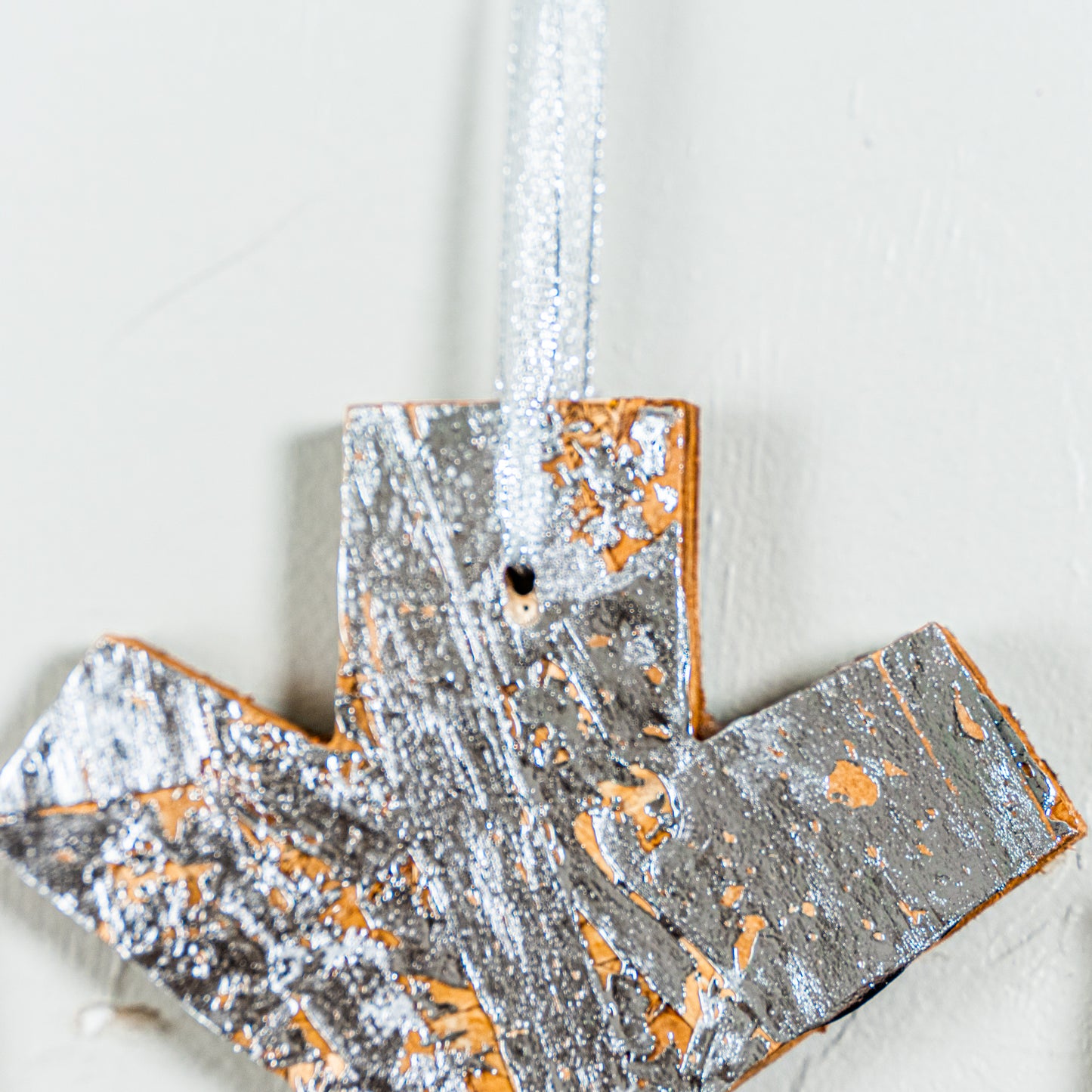 Rustic Silver Snowflake Ornament, Medium