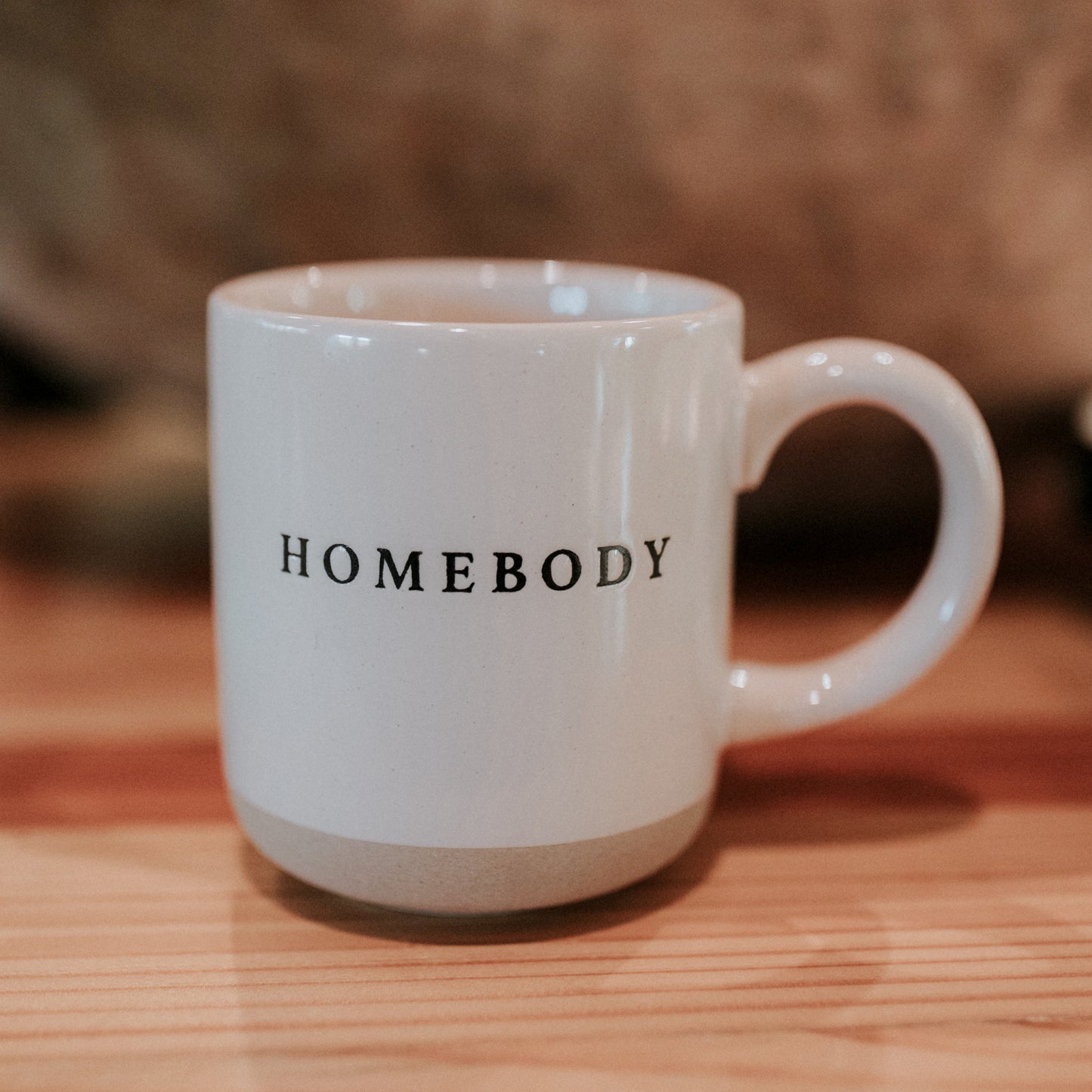 Stoneware Stamped Phrase Coffee Mugs