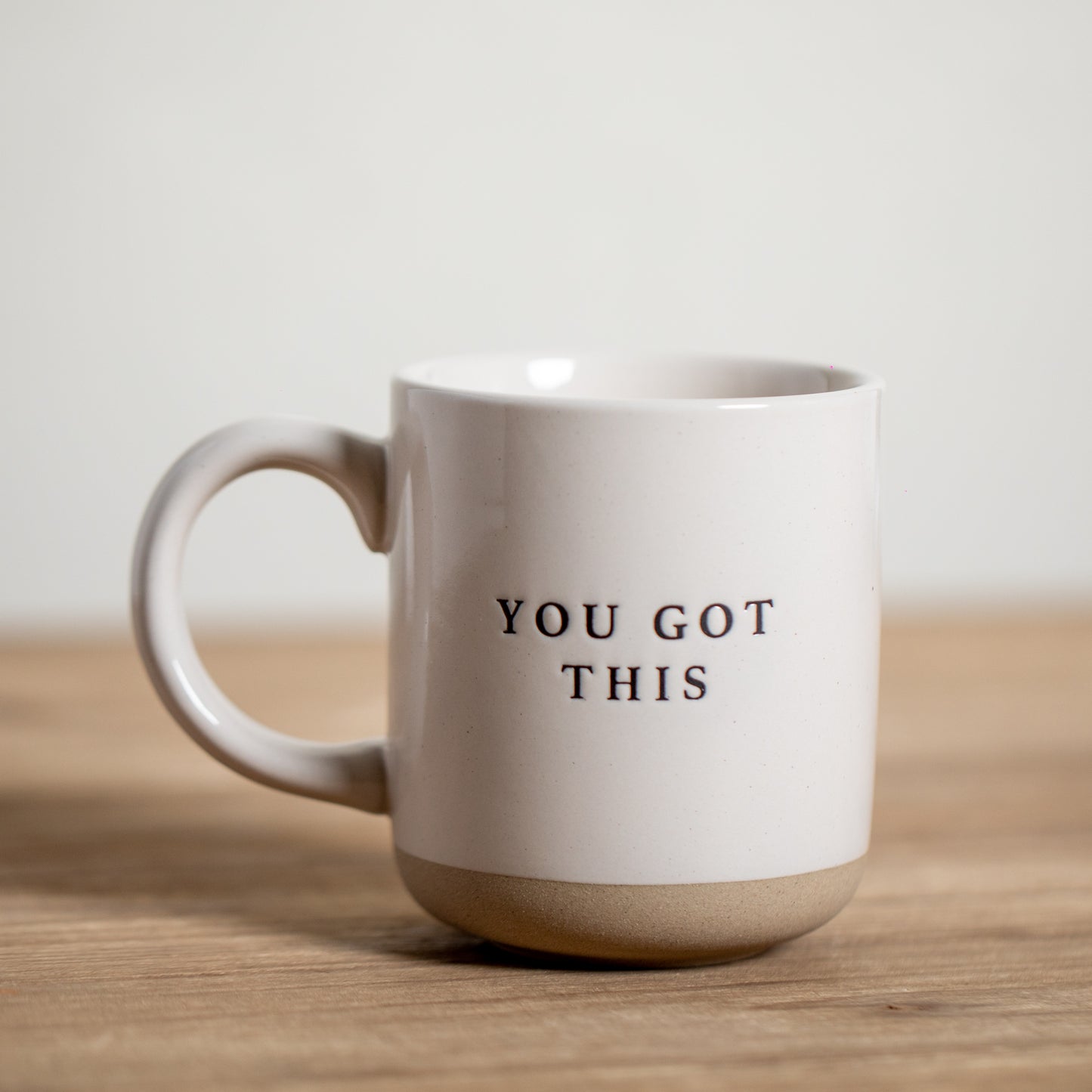 Stoneware Stamped Phrase Coffee Mugs