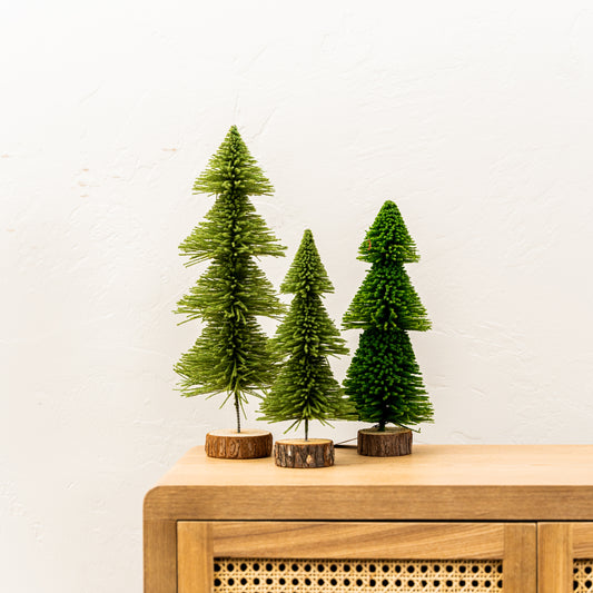 Green Bottle Brush Trees, Three Sizes