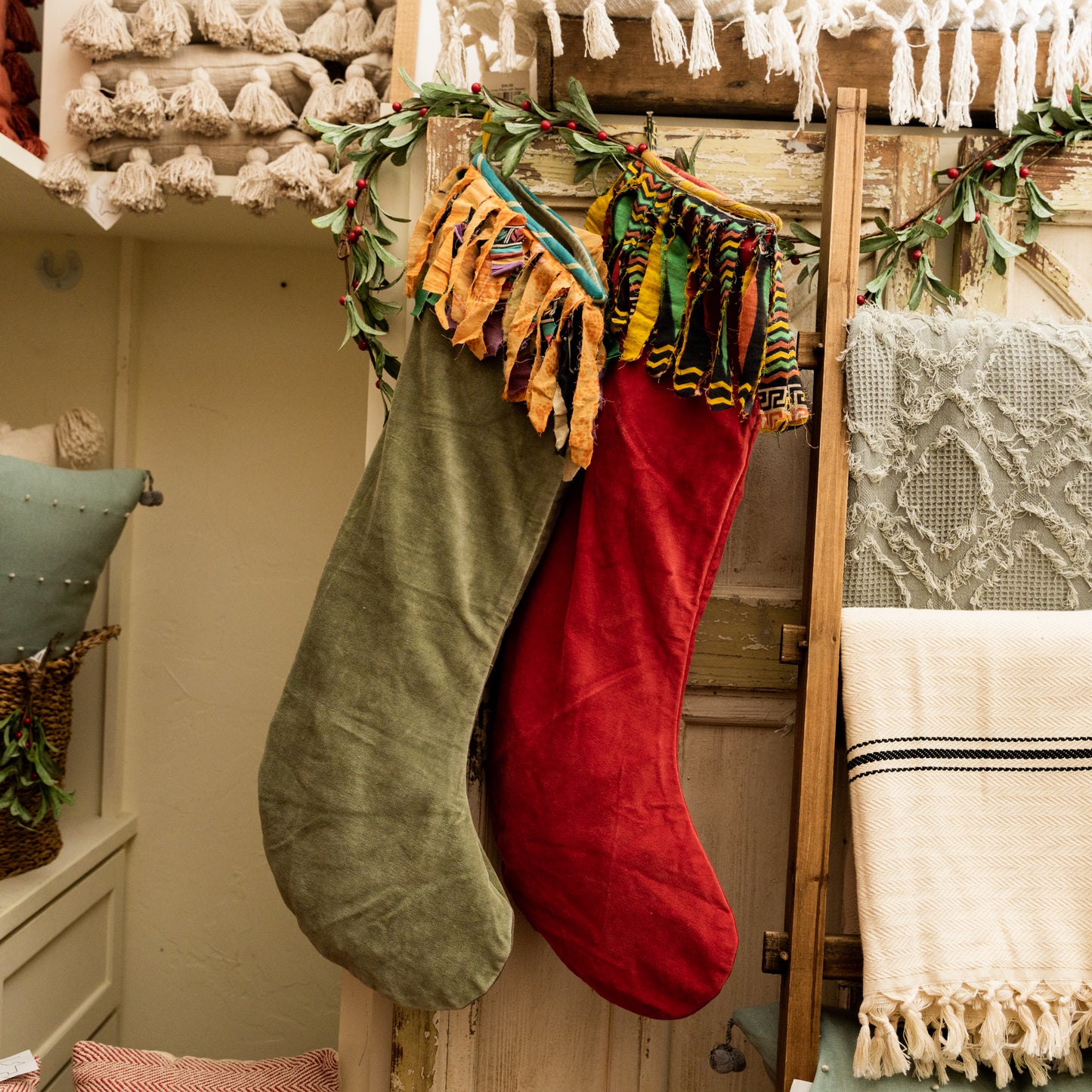 Velvet Stockings with Fringe