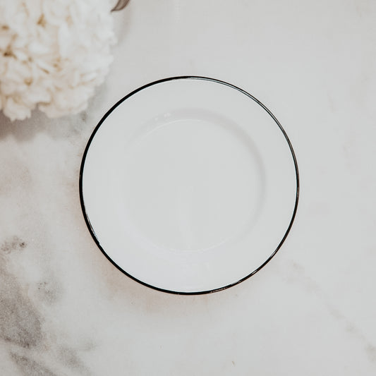 White Enamelware Salad Plate