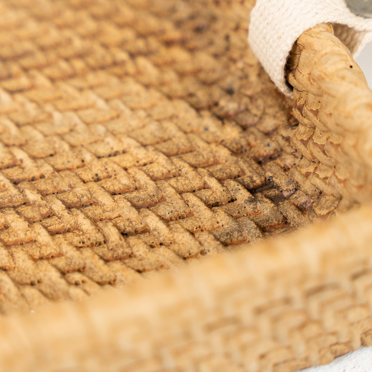 Cement Woven Tray with Strap Handles