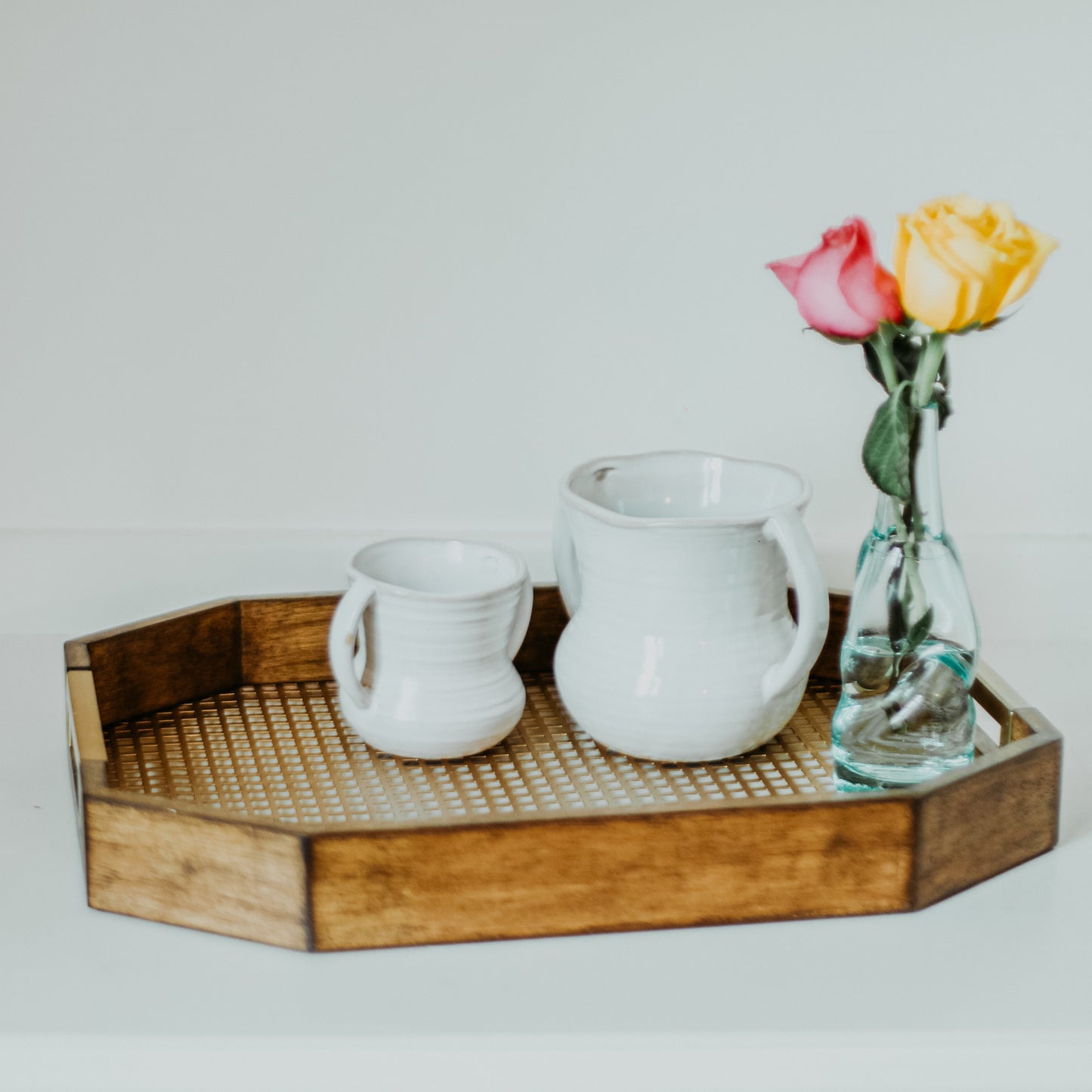 Wood Grid Mesh Decorative Trays