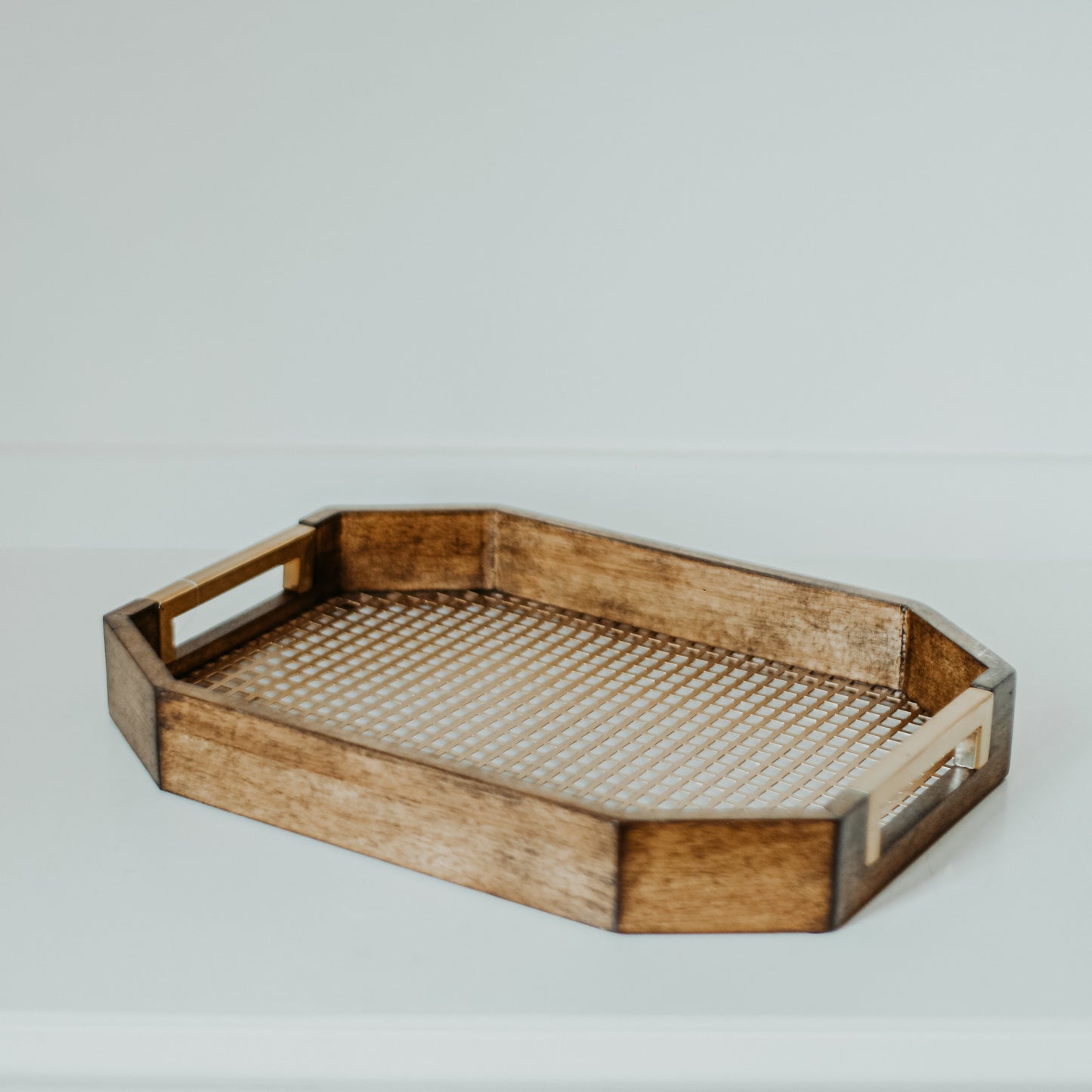 Wood Grid Mesh Decorative Trays