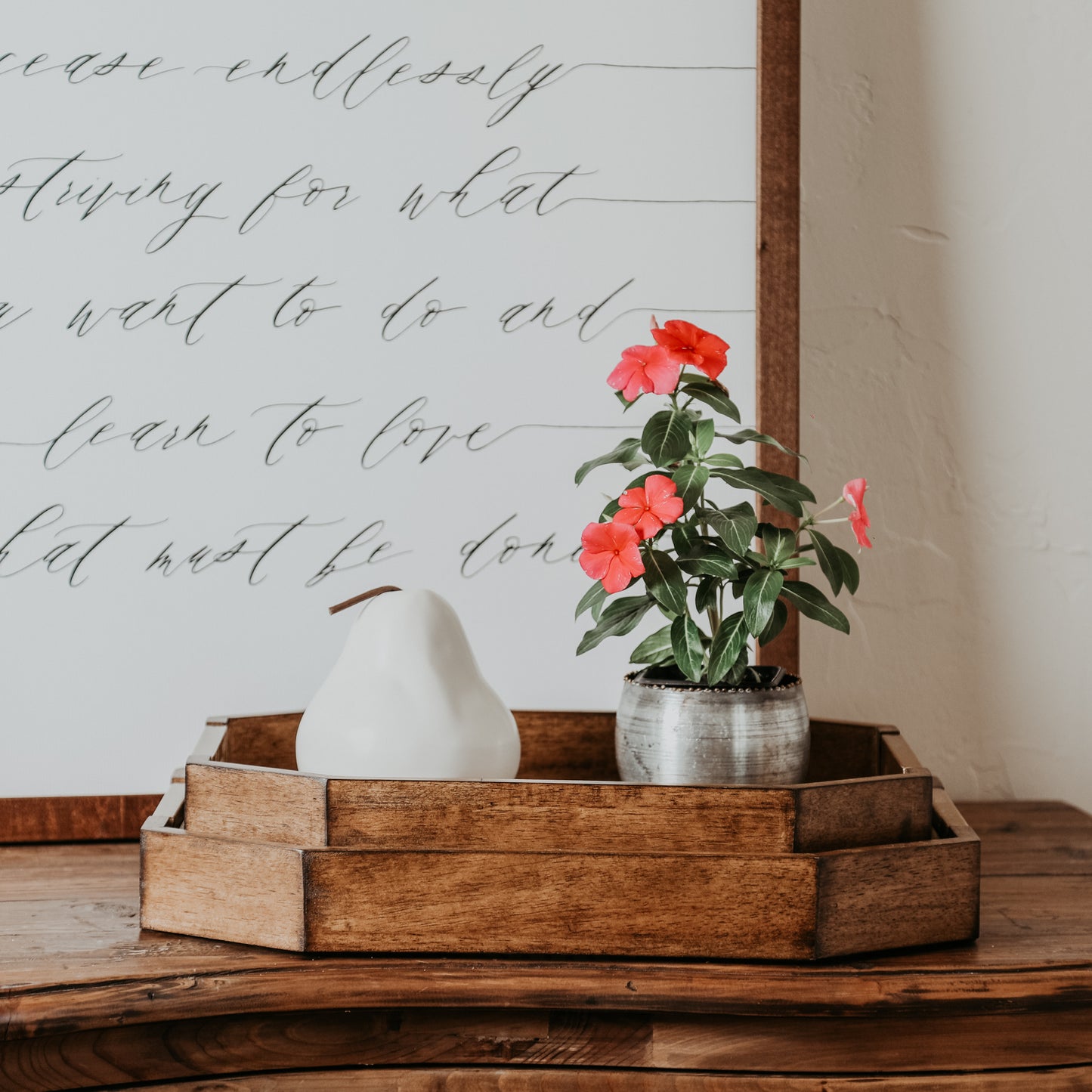 Wood Grid Mesh Decorative Trays