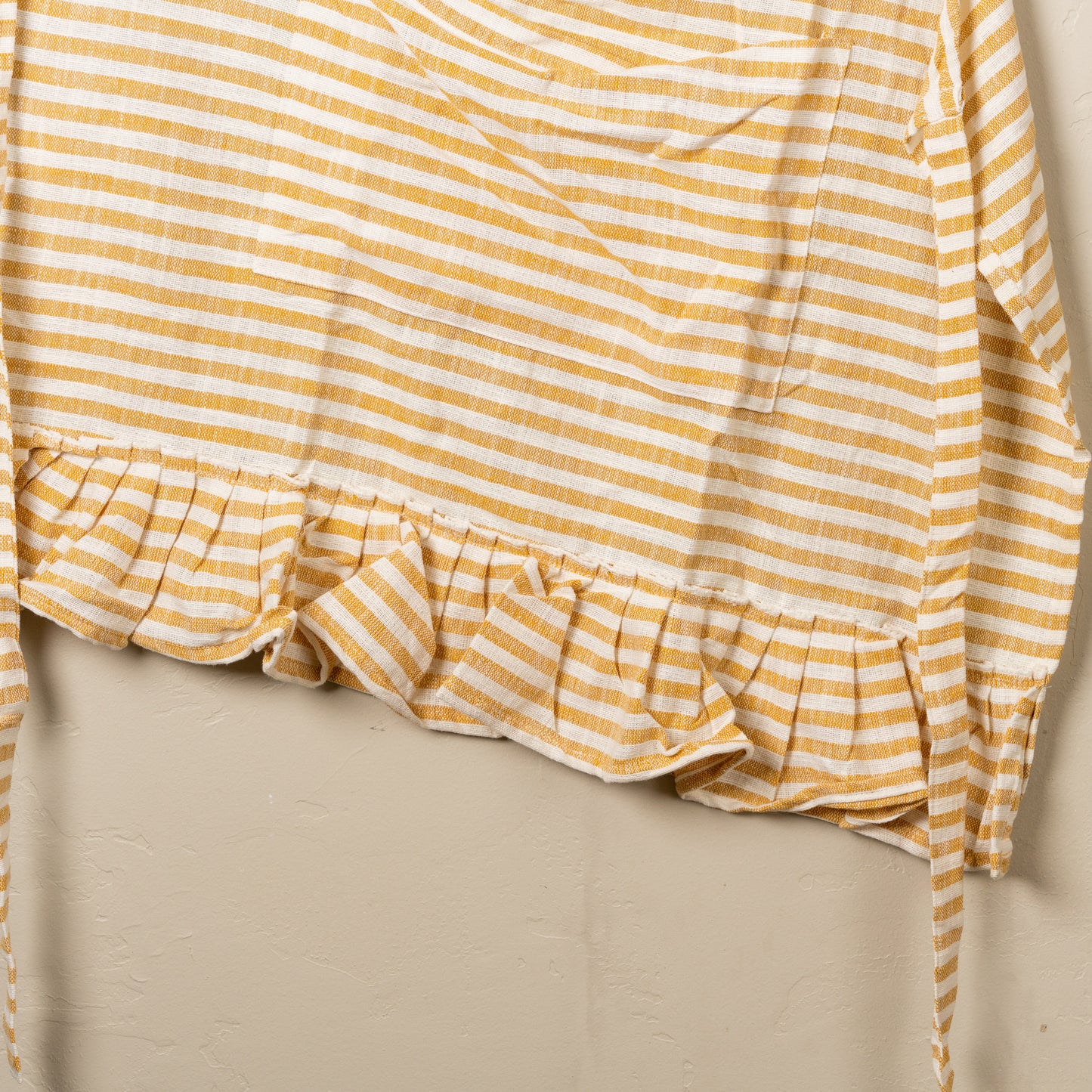 Yellow Striped Apron with Ruffle