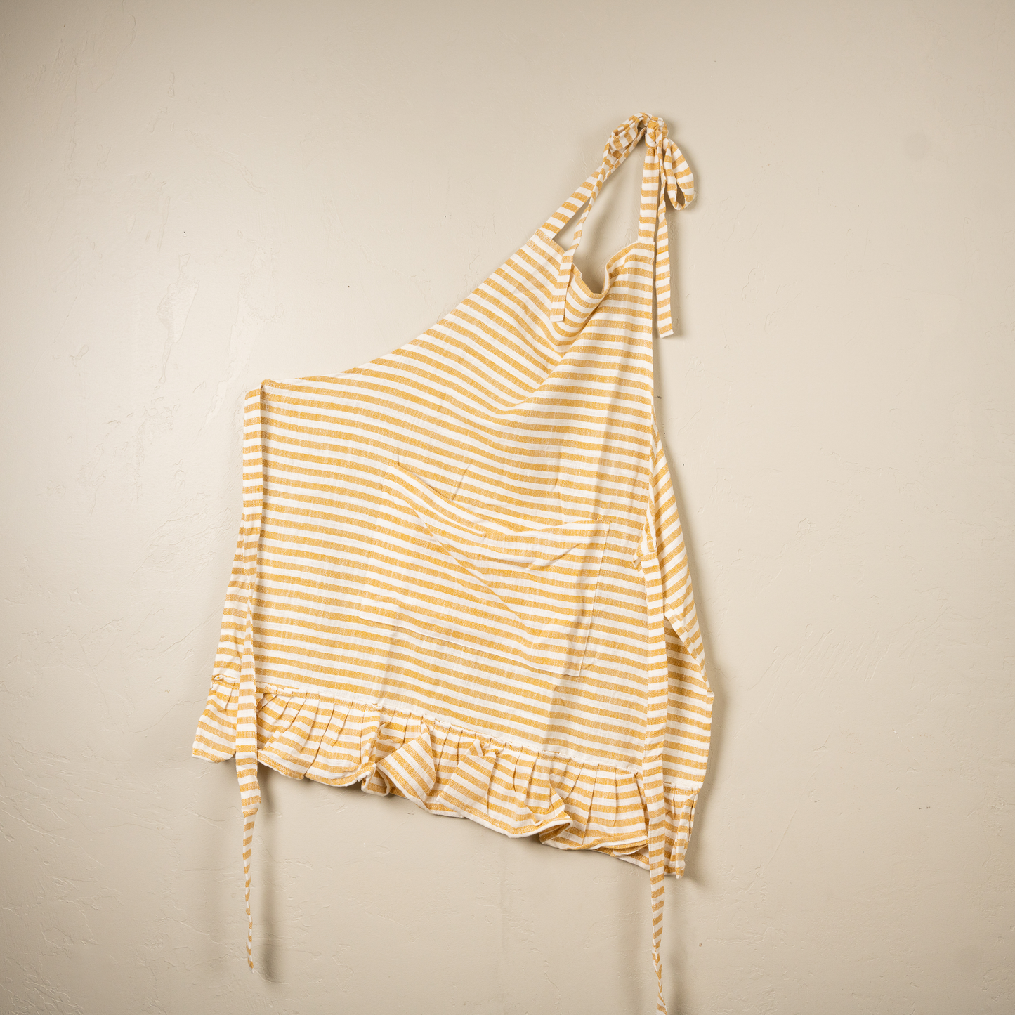 Yellow Striped Apron with Ruffle