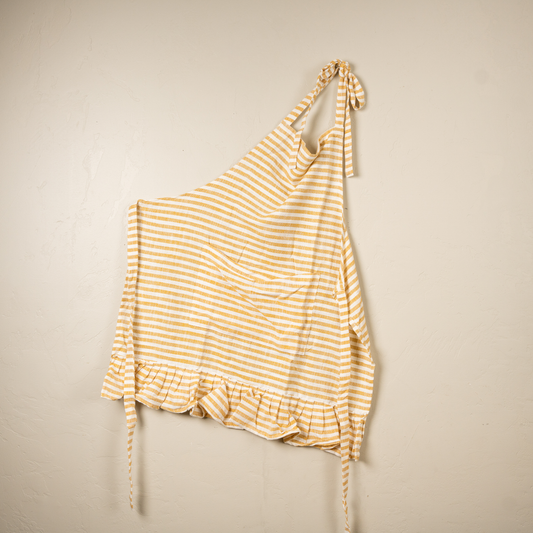 Yellow Striped Apron with Ruffle