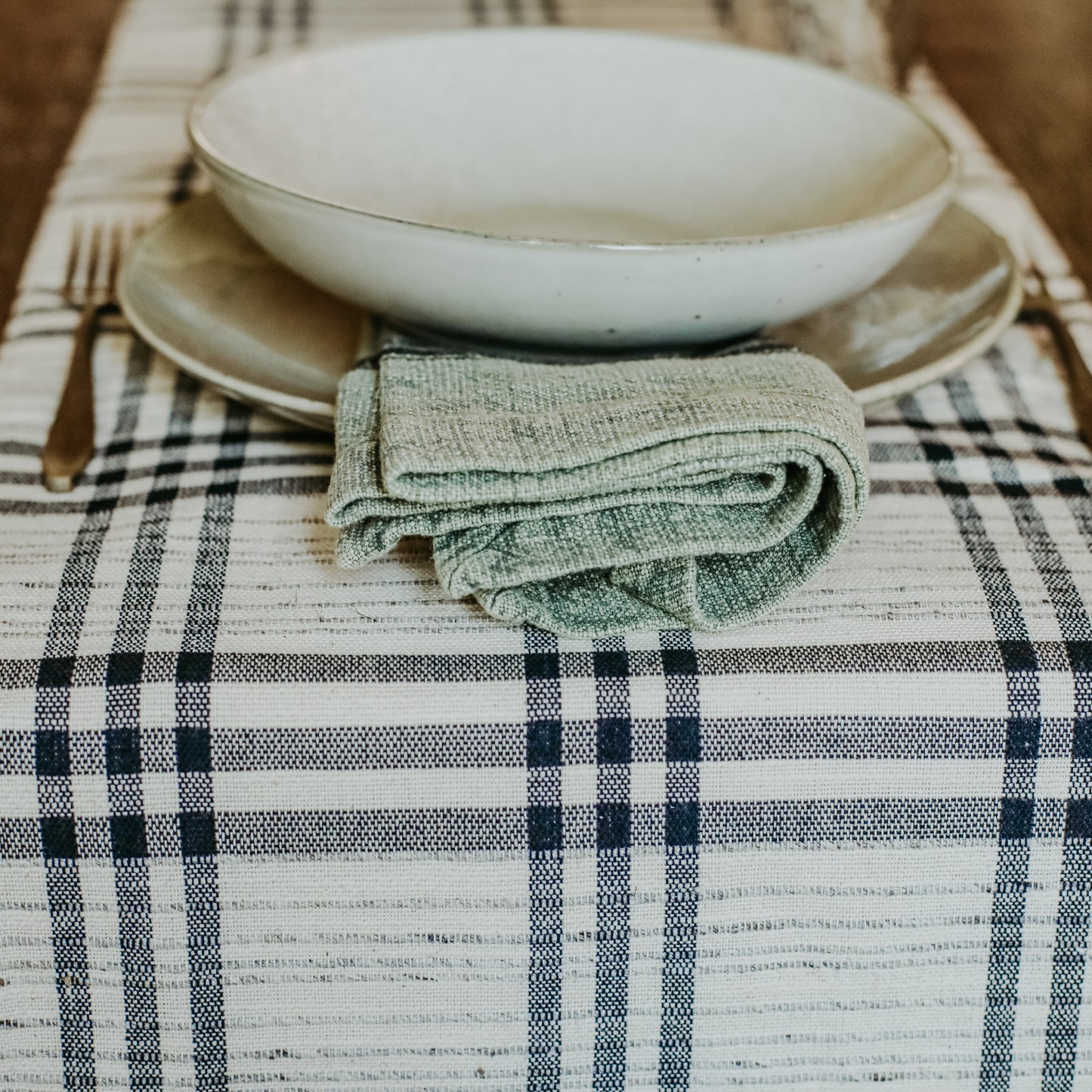 Black Plaid Table Runner