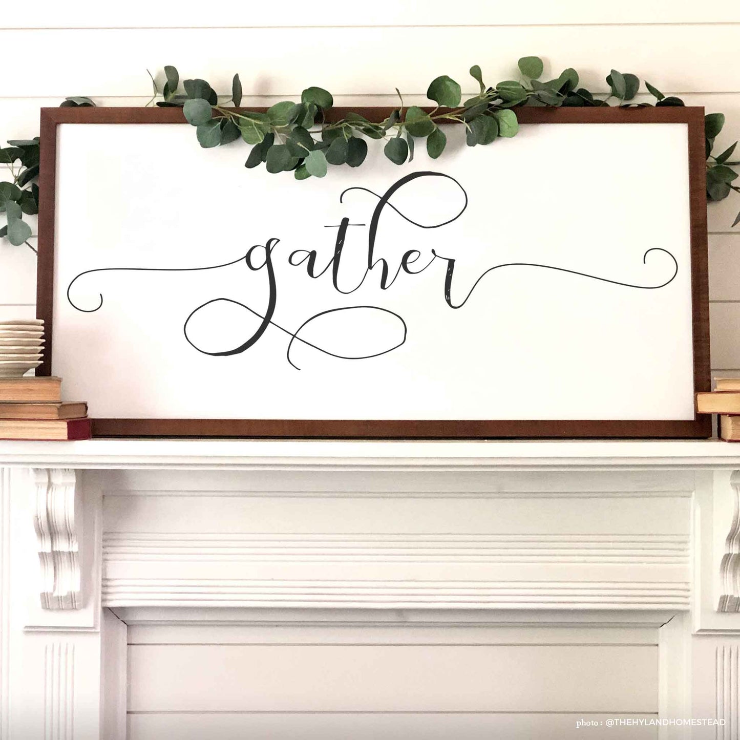Wood Framed Sign - Gather