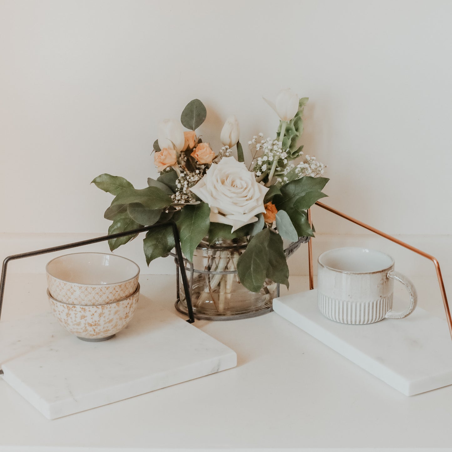 Marble Plate with Rose Gold Handle