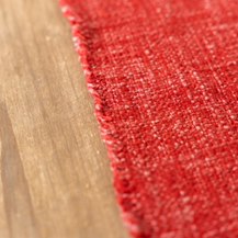 Red Linen Table Runner with Frayed Edges
