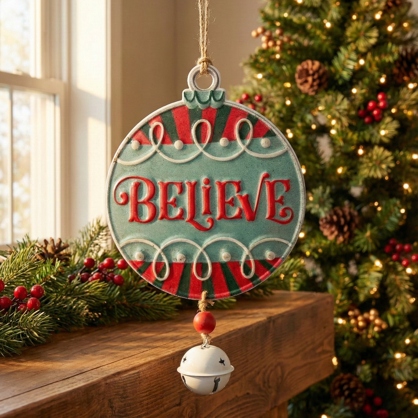 "Believe" Large Metal Ornament