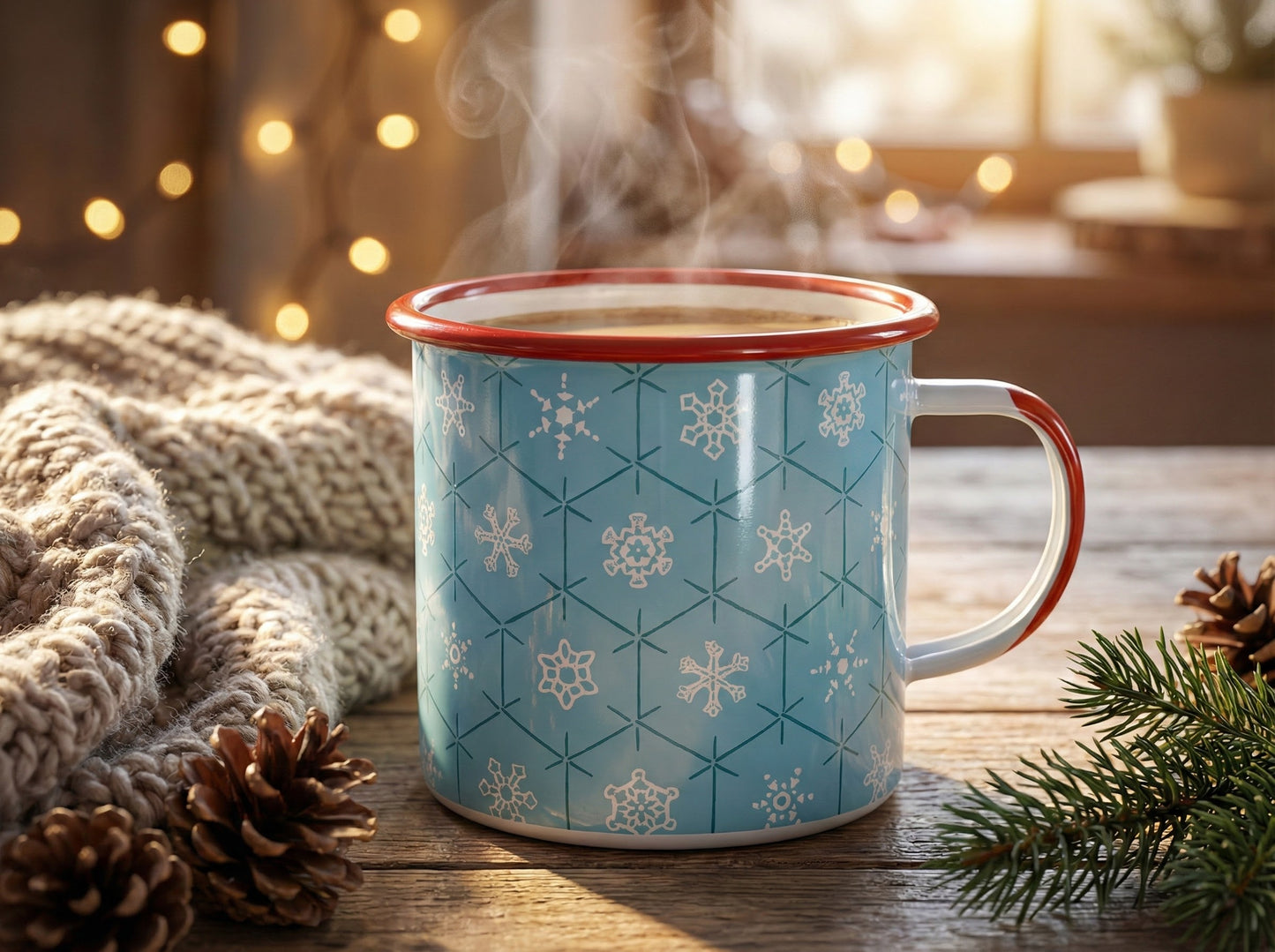 Holiday Enamel Mug – Blue & White