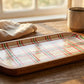 Holiday Plaid Oval Tray – Mango Wood