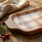 Holiday Plaid Oval Tray – Mango Wood