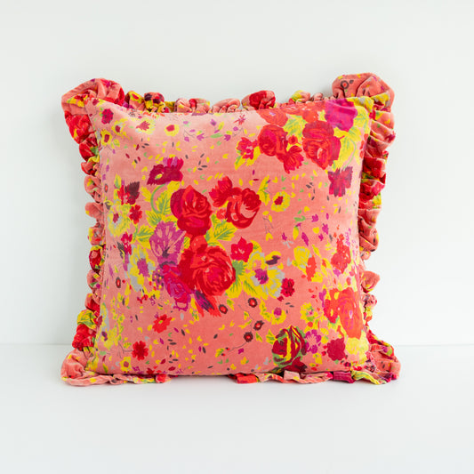 Velvet Floral Printed Pillow