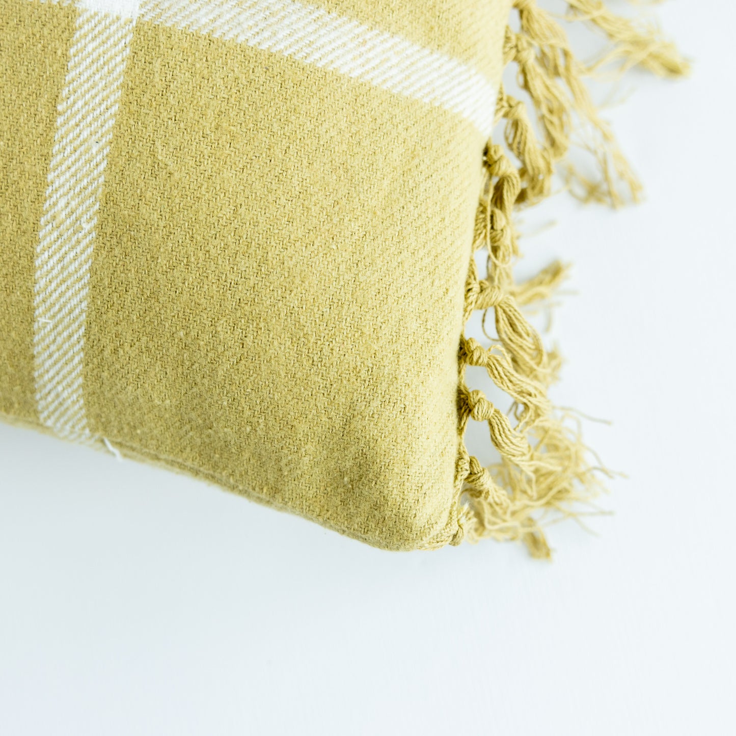 Flannel Plaid Pillow with Fringe