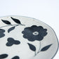 Black Painted Floral Stoneware Plate