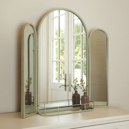 Green Tri-Fold Mirror