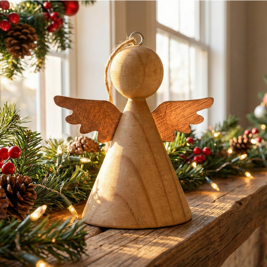 Angel Mango Wood Ornament