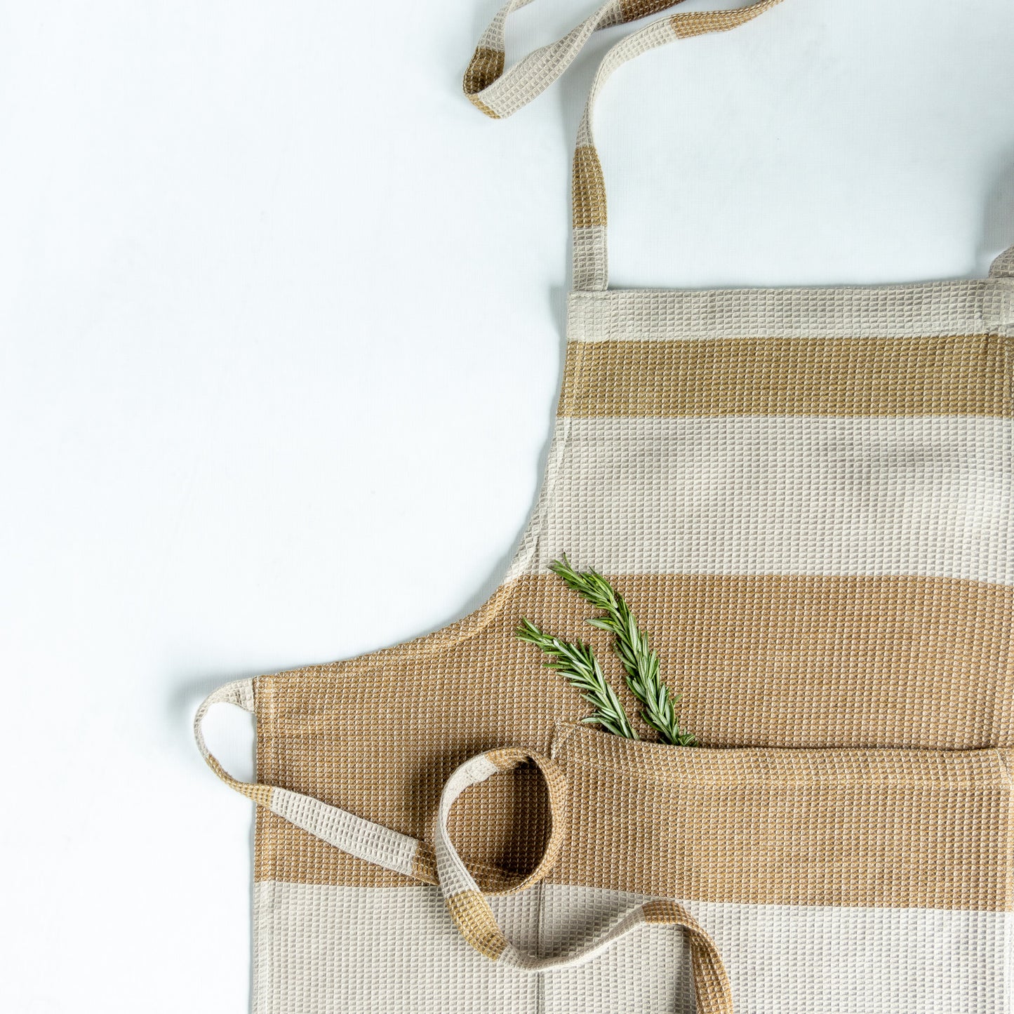 Waffle Weave Apron with Large Front Pocket