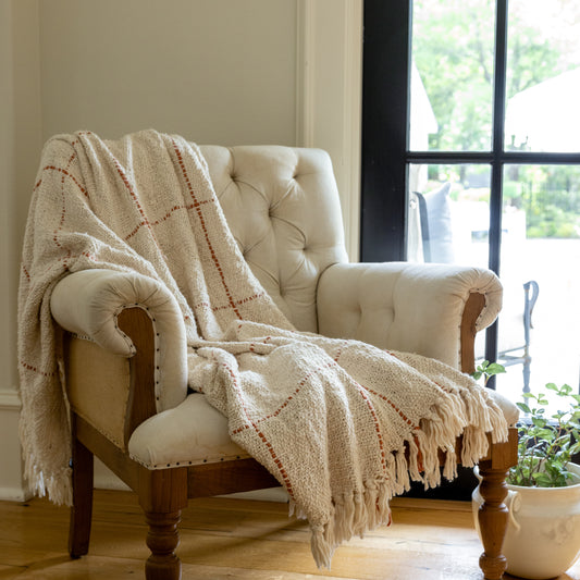 Square Pattern Throw with Fringe